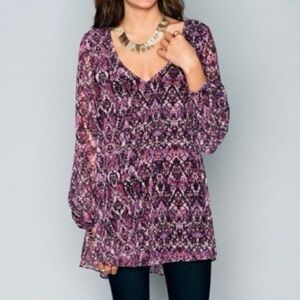 Show Me Your Mumu Purple Snakeprint Long Bubble Sleeve Swing Dress Sz M Org.$178